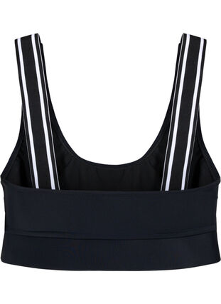 Bikini top with striped shoulder straps, Black, Packshot image number 1
