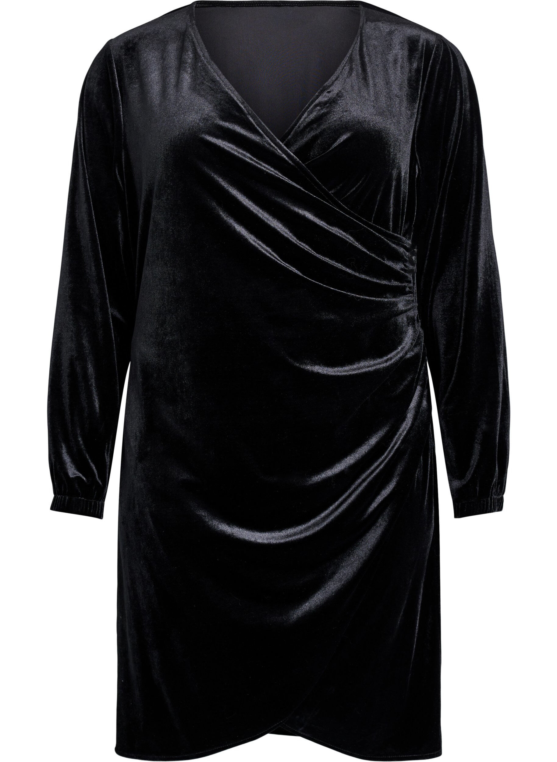 Short velour dress with wrap-effect