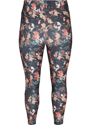 Cropped sports leggings with a floral print, Autumn Flower Print, Packshot image number 1
