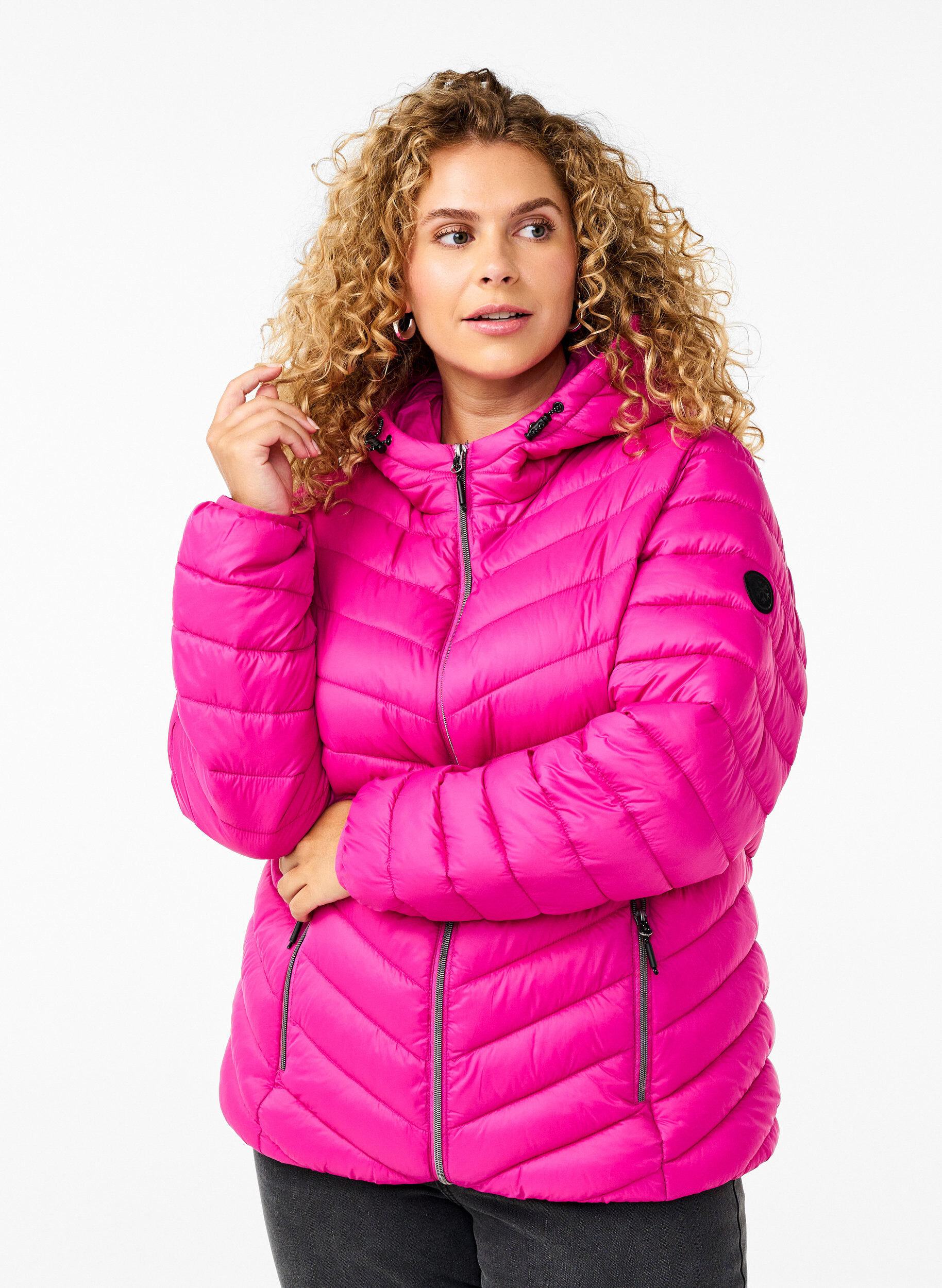 Lightweight jacket with hood, Pink, Model