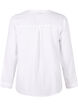 Cotton blouse with broderie anglaise and 3/4 sleeves, Bright White, Packshot image number 1