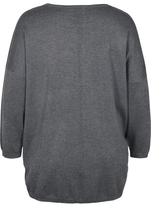 Viscose blend knitted blouse with rhinestones, Dark Grey Melange, Packshot image number 1