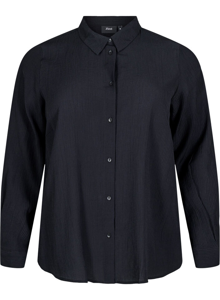 Shirt with a striped texture, Black, Packshot image number 0