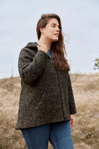 Short marled jacket with wool, Dark Grey Melange, Image image number 0