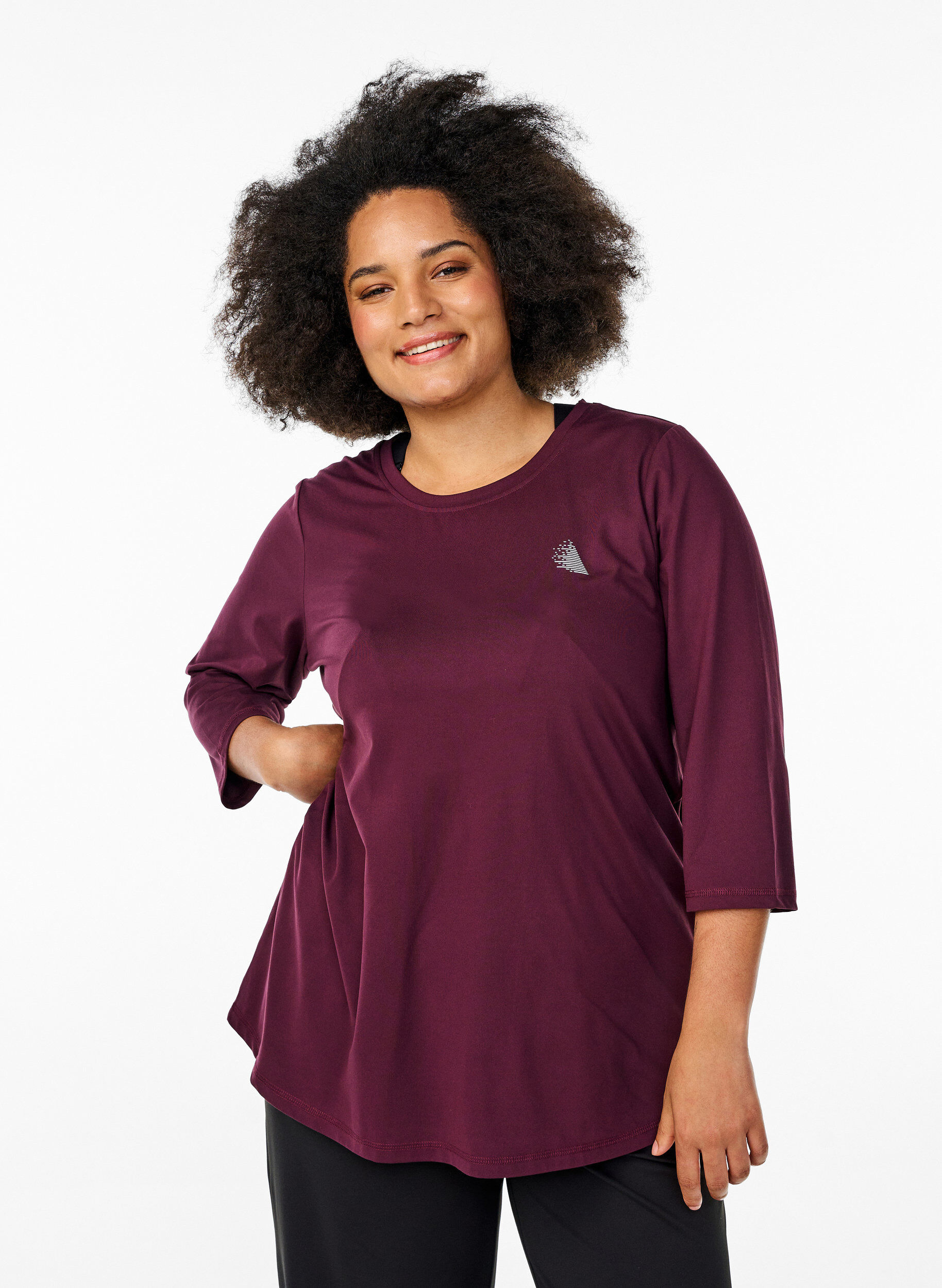 Workout top with 3/4 sleeves, Red, Model