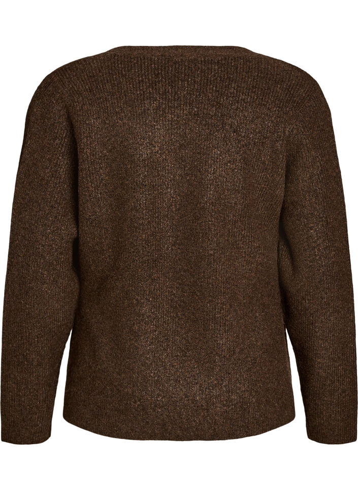 Knitted cardigan with an asymmetric closure, Brown, Packshot image number 1