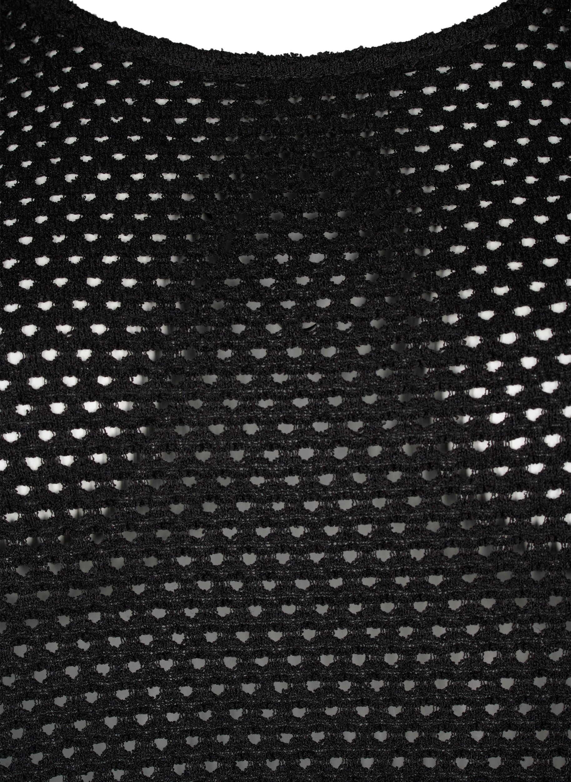 Zizzifashion 3/4 sleeve dress with knitted lace pattern, Black, Packshot image number 2