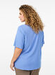 FLASH - Short-sleeved woven blouse with round neck, Blue, Model image number 2
