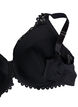 Padded bra with underwire and lace details, Black, Packshot image number 3
