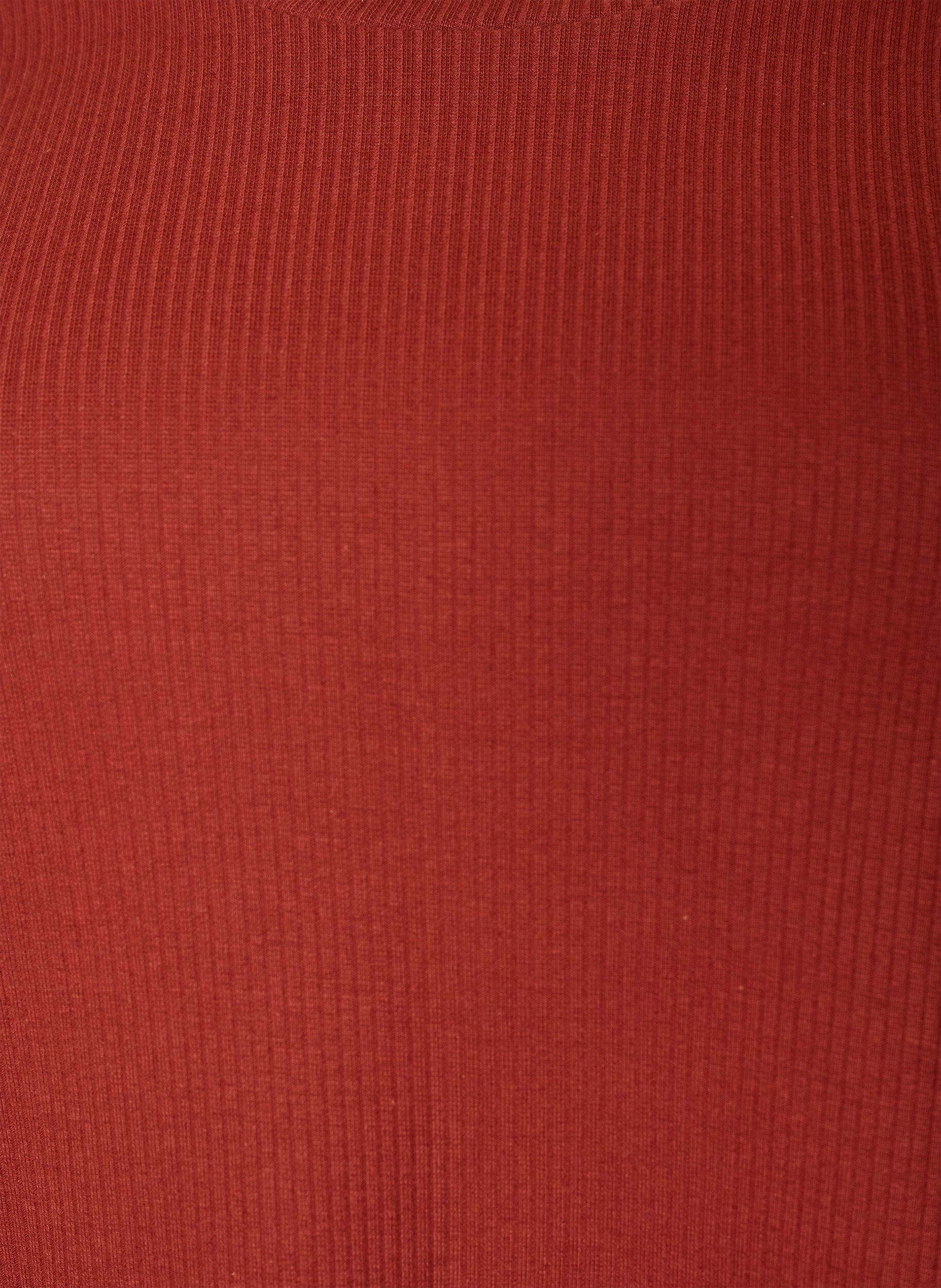 Zizzifashion Ribbed jersey blouse with short sleeves, Red, Packshot image number 2