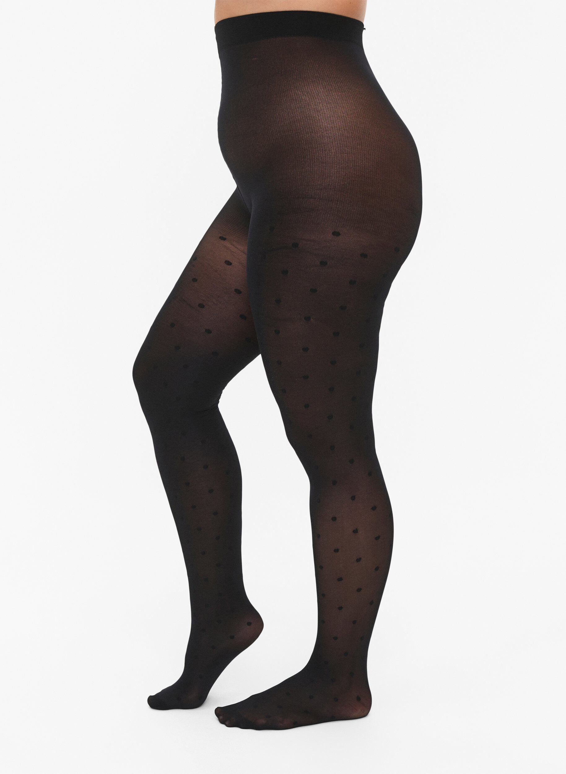 40 denier polka dotted tights, Black, Model