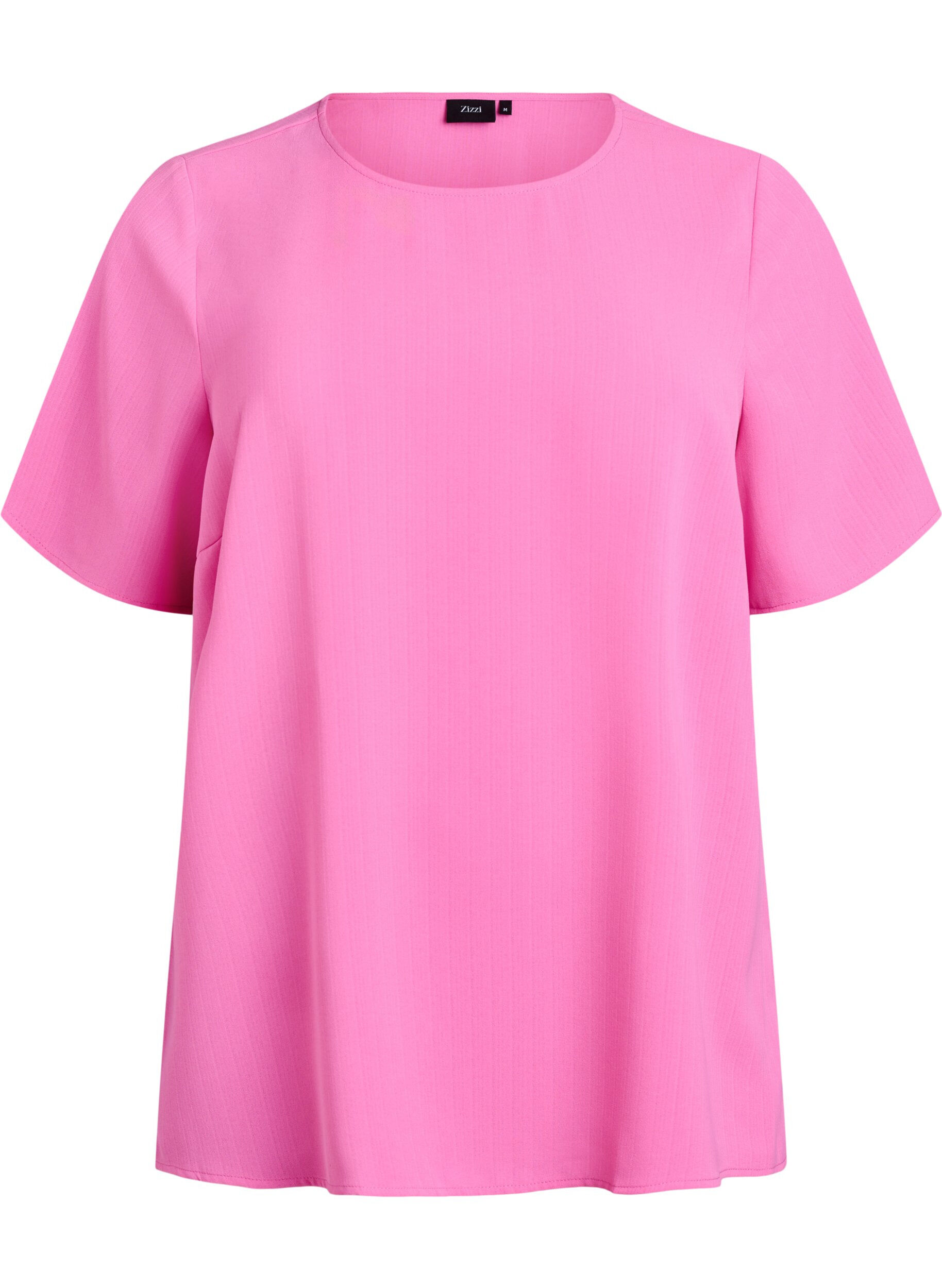 Short-sleeved blouse with round neck
