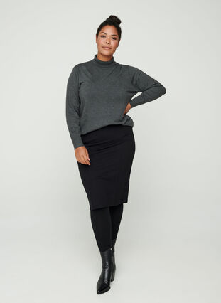 Close-fitting, viscose mix skirt, Black, Model image number 1