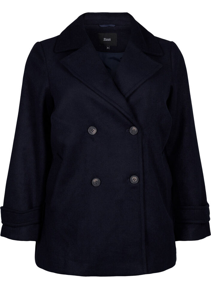 Short coat with double-breasted button closure, Blue, Packshot image number 0