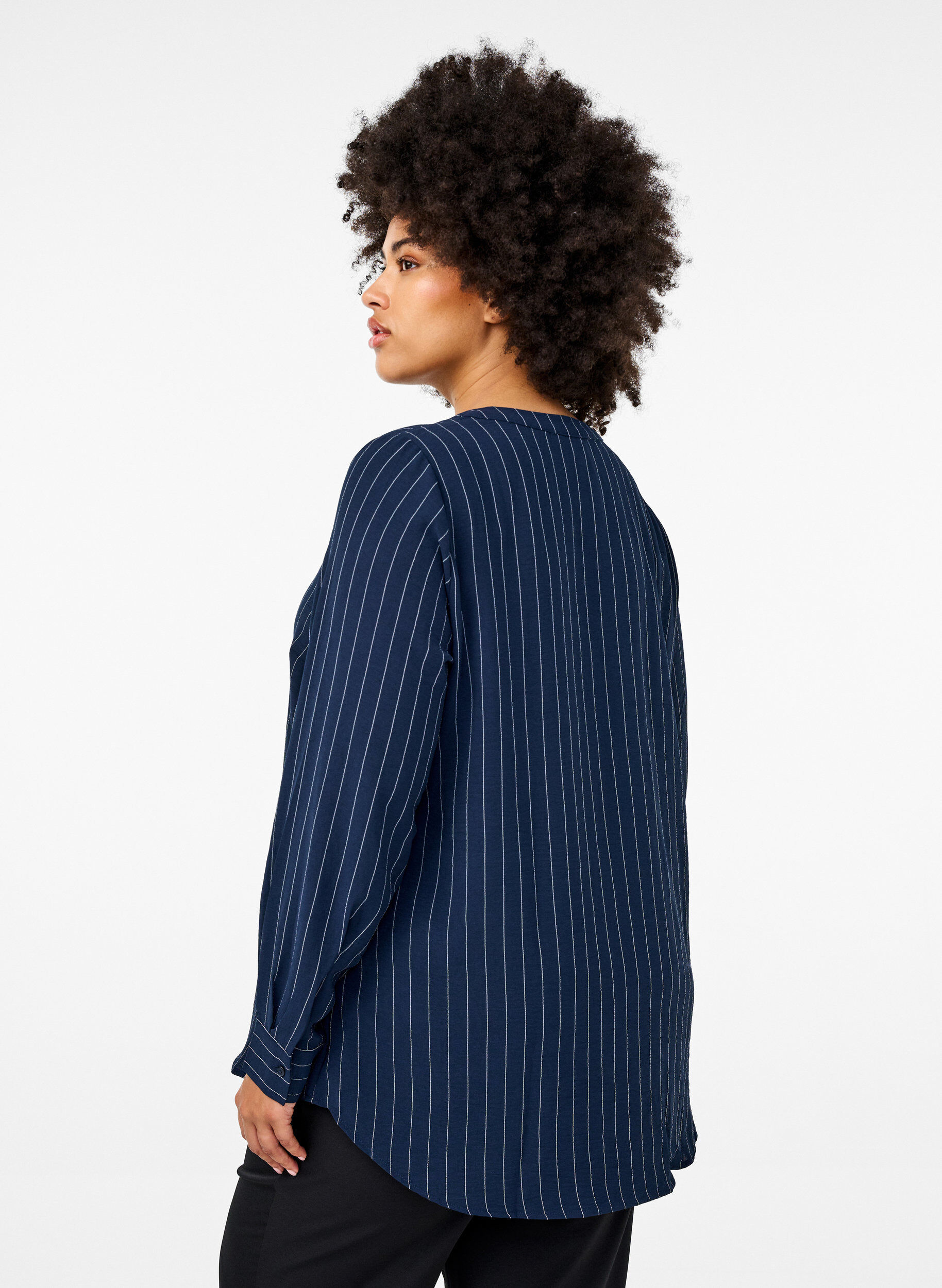 Zizzifashion FLASH - Pinstripe shirt blouse, Blue, Model image number 2