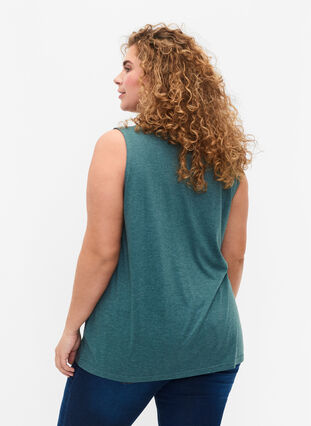 Sleeveless top with lace, Sea Pine Melange, Model image number 1