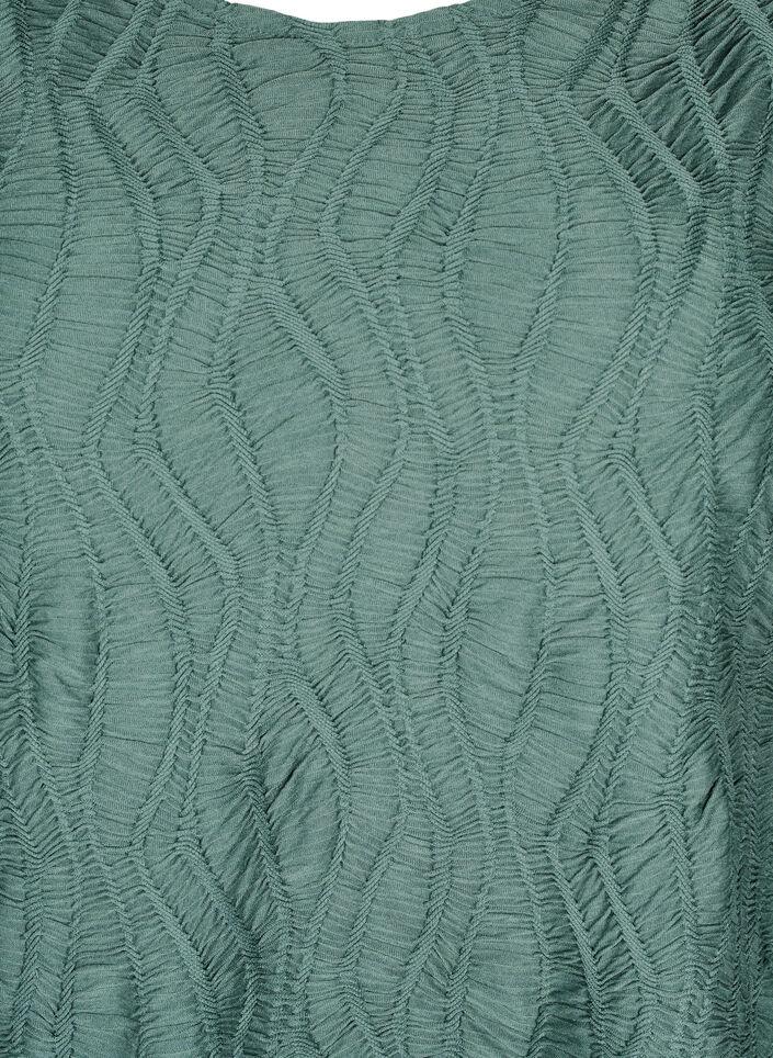 Blouse with texture and 3/4 sleeves, Green, Packshot image number 2