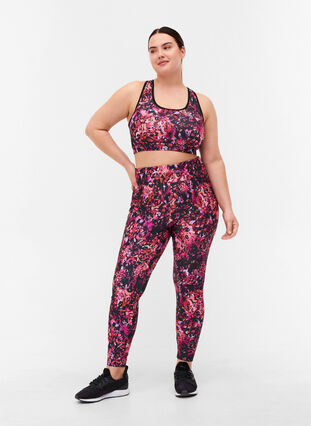 Printed, 7/8-length exercise tights, Multi Pink, Model image number 2