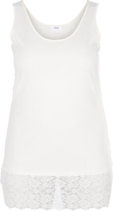 Vest top with lace trim, Vanilla Ice, Packshot image number 0