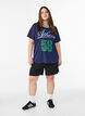 Sporty t-shirt in mesh with front print, Blue, Model image number 1