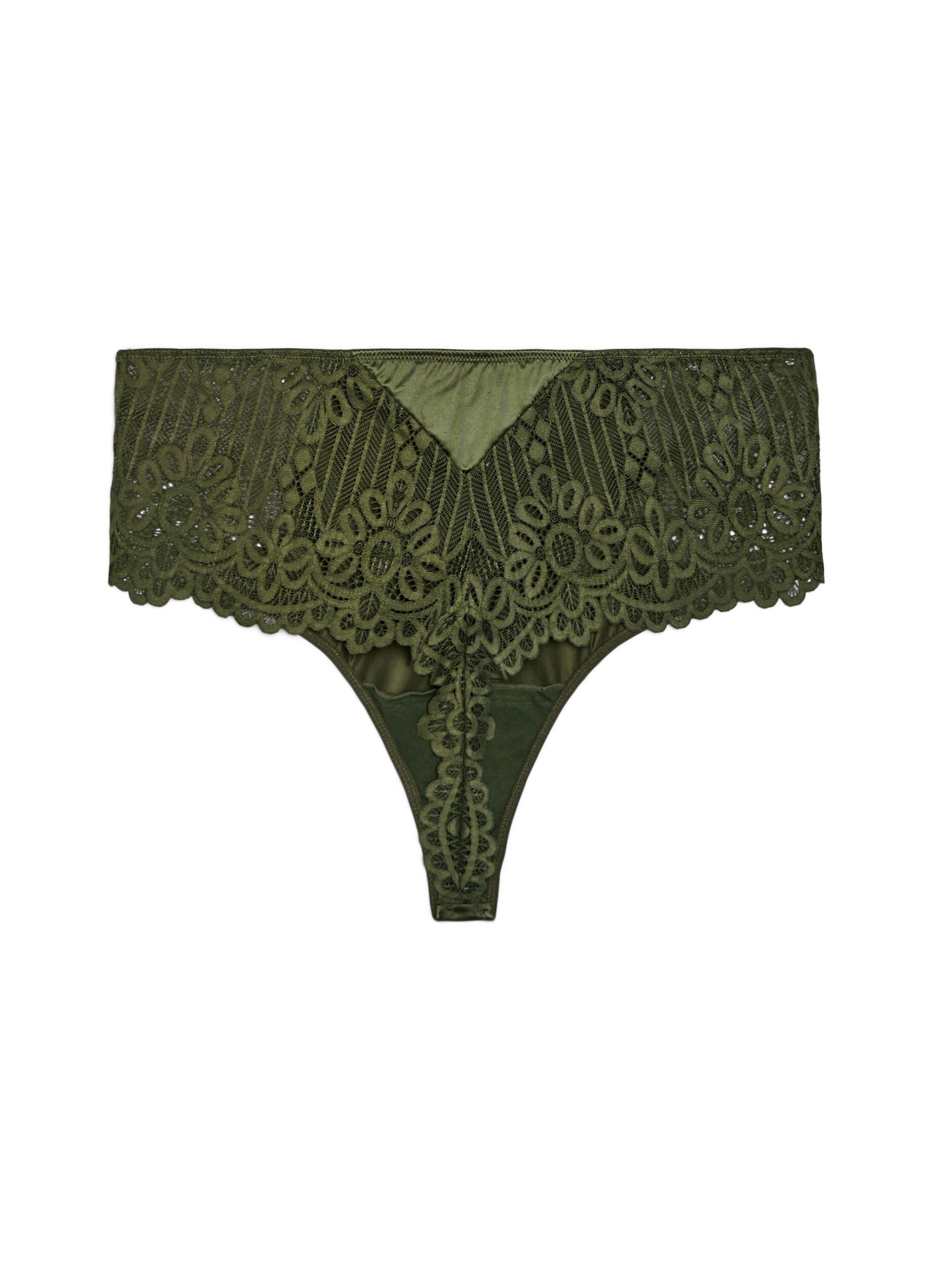 ZizzifashionHipster string with lace and microfibre, Green, Packshot image number 1