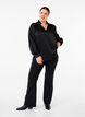 Long-sleeved blouse with ruffles and v-neck, Black, Model image number 2