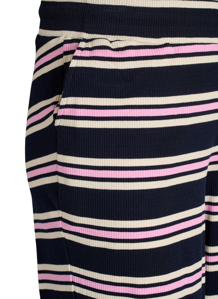 Striped pyjama bottoms with wide legs, Blue, Packshot image number 2