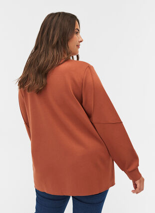 Long-sleeved sweat blouse with rounded neckline, Sequoia, Model image number 1