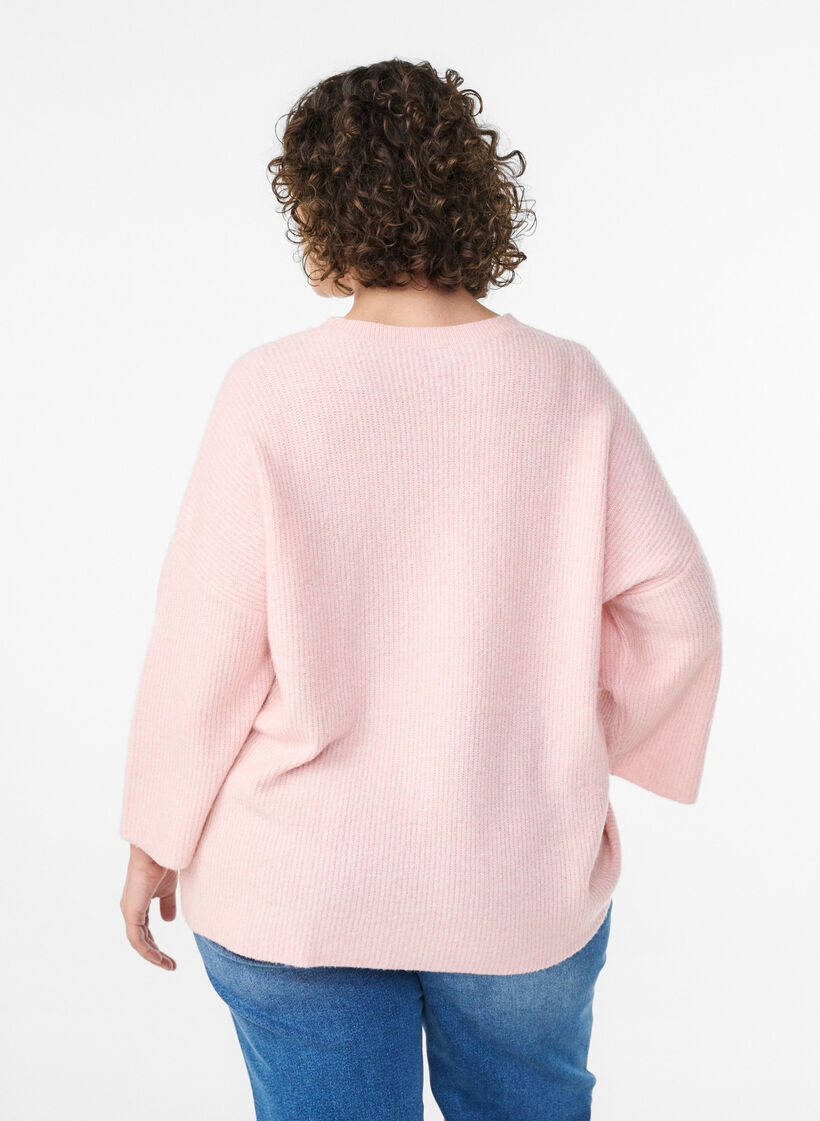 Loose knit with 3/4-sleeves, Pink, Model image number 2