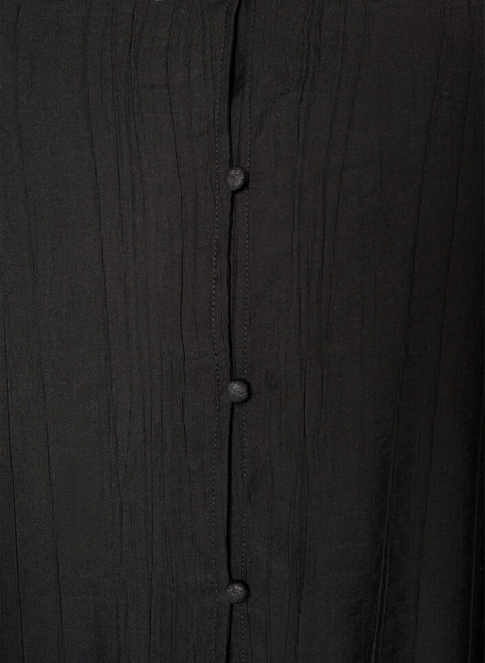 Loose tunic with crinkled texture and ruffle hem, Black, Packshot image number 2