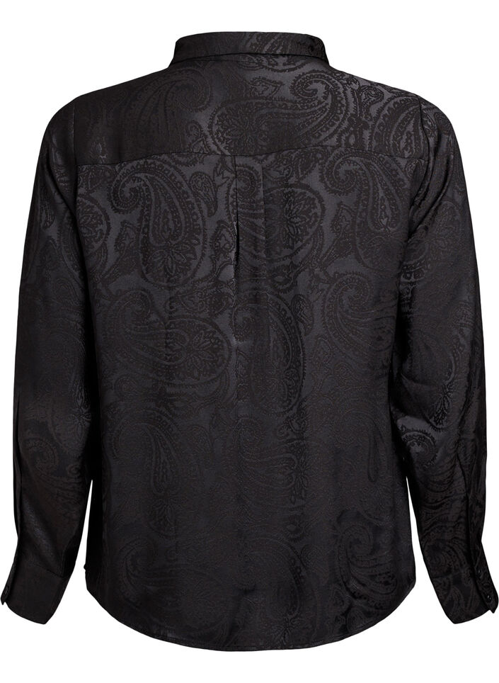 Shirt with tone-on-tone paisley pattern, Black, Packshot image number 1