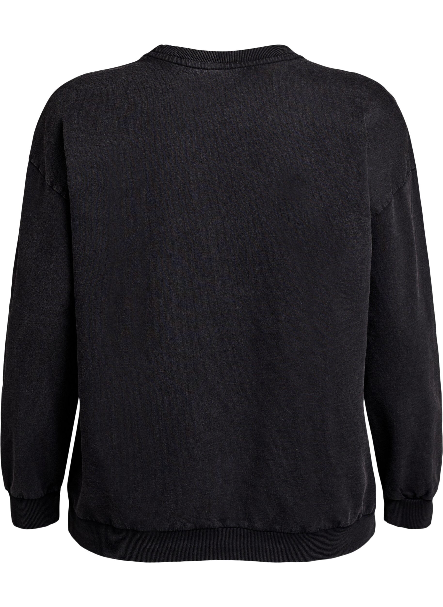 Zizzifashion Washed sweatshirt with statement print, Grey, Packshot image number 1