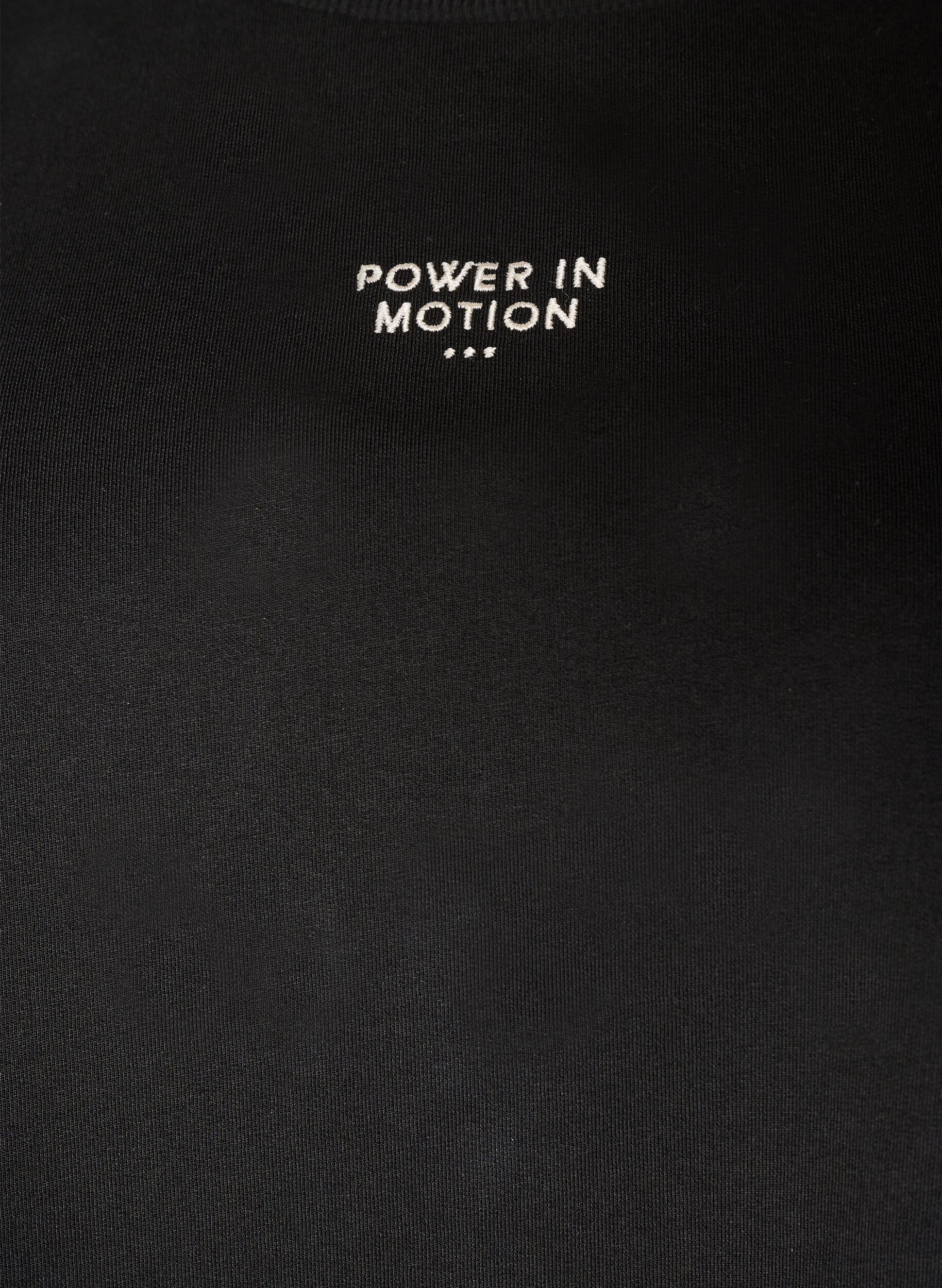 Zizzifashion Active T-shirt with a loose fit and embroidered statement, Black, Packshot image number 2