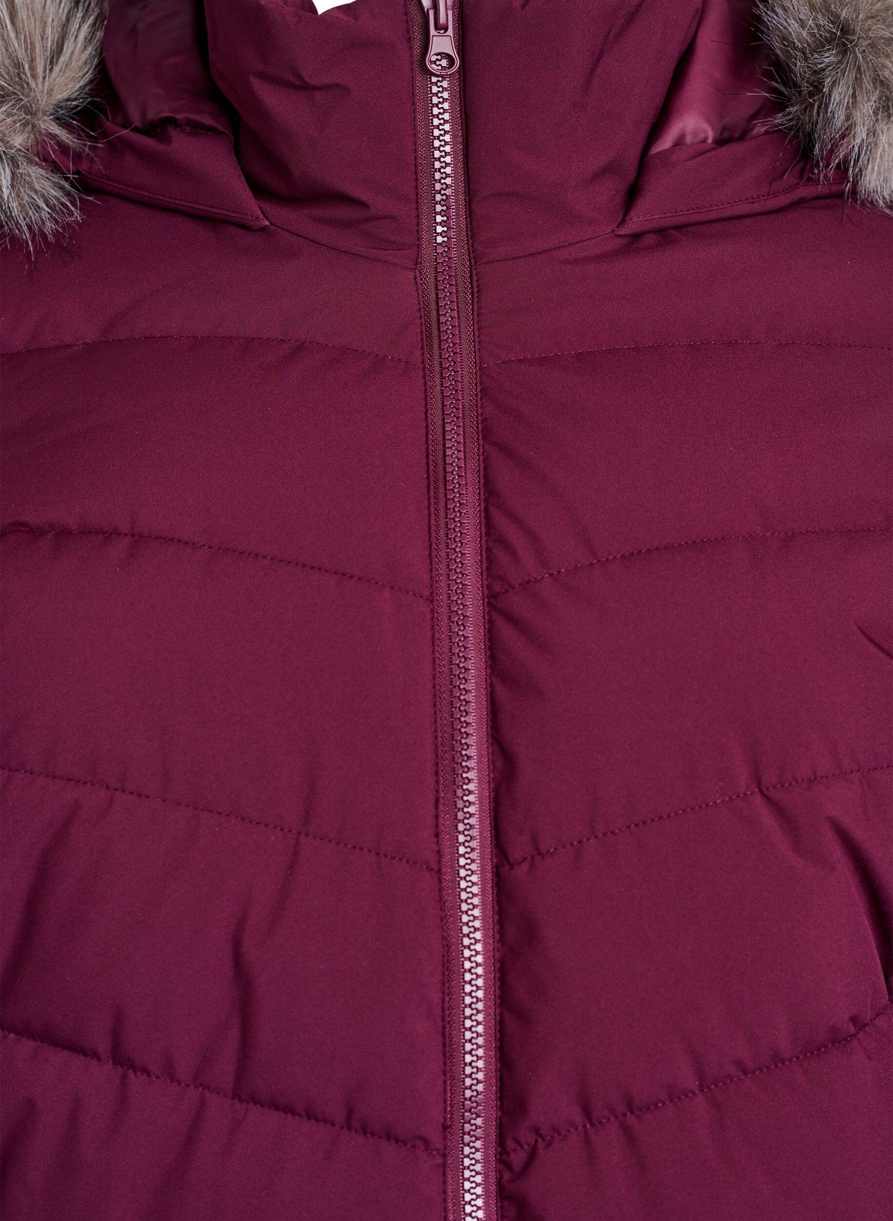 Zizzifashion Short puffer jacket with hood, Dark Bordeaux, Packshot image number 2