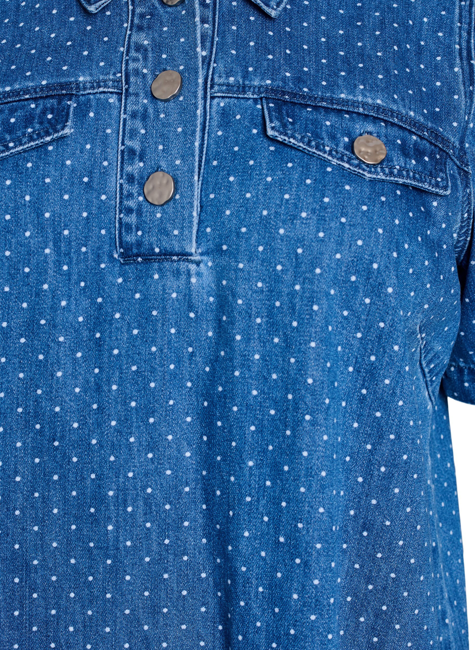 Zizzifashion Short denim dress with dots, Blue, Packshot image number 2