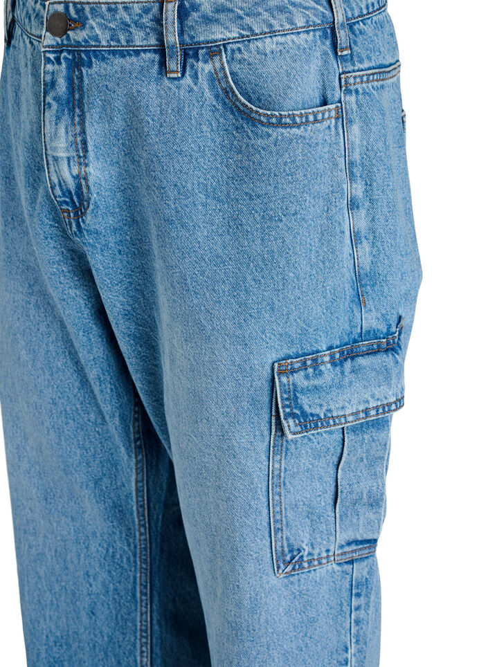 Loose fit cargo jeans with high waist, Light Blue, Packshot image number 2