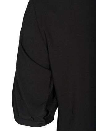 Viscose blouse with a V-neck and lace, Black, Packshot image number 3