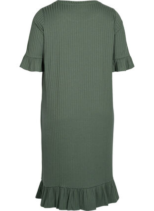 2/4 sleeve ruffle midi dress, Thyme, Packshot image number 1