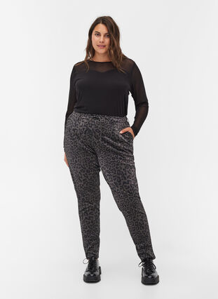 Cropped Maddison trousers with glitter and leopard print, Lurex Leo, Model image number 0