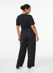 High-waisted trousers with belt detail and gold buckle, Black, Model image number 1