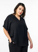 Loose blouse with short sleeves, Black, Model image number 0