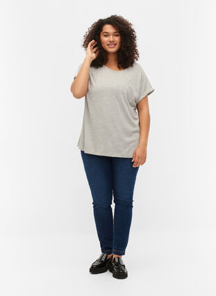 Short sleeved cotton blend t-shirt, Heather Grey Mél, Model image number 2