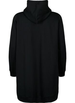 Sporty sweat dress with a hood, Black/Grey, Packshot image number 1