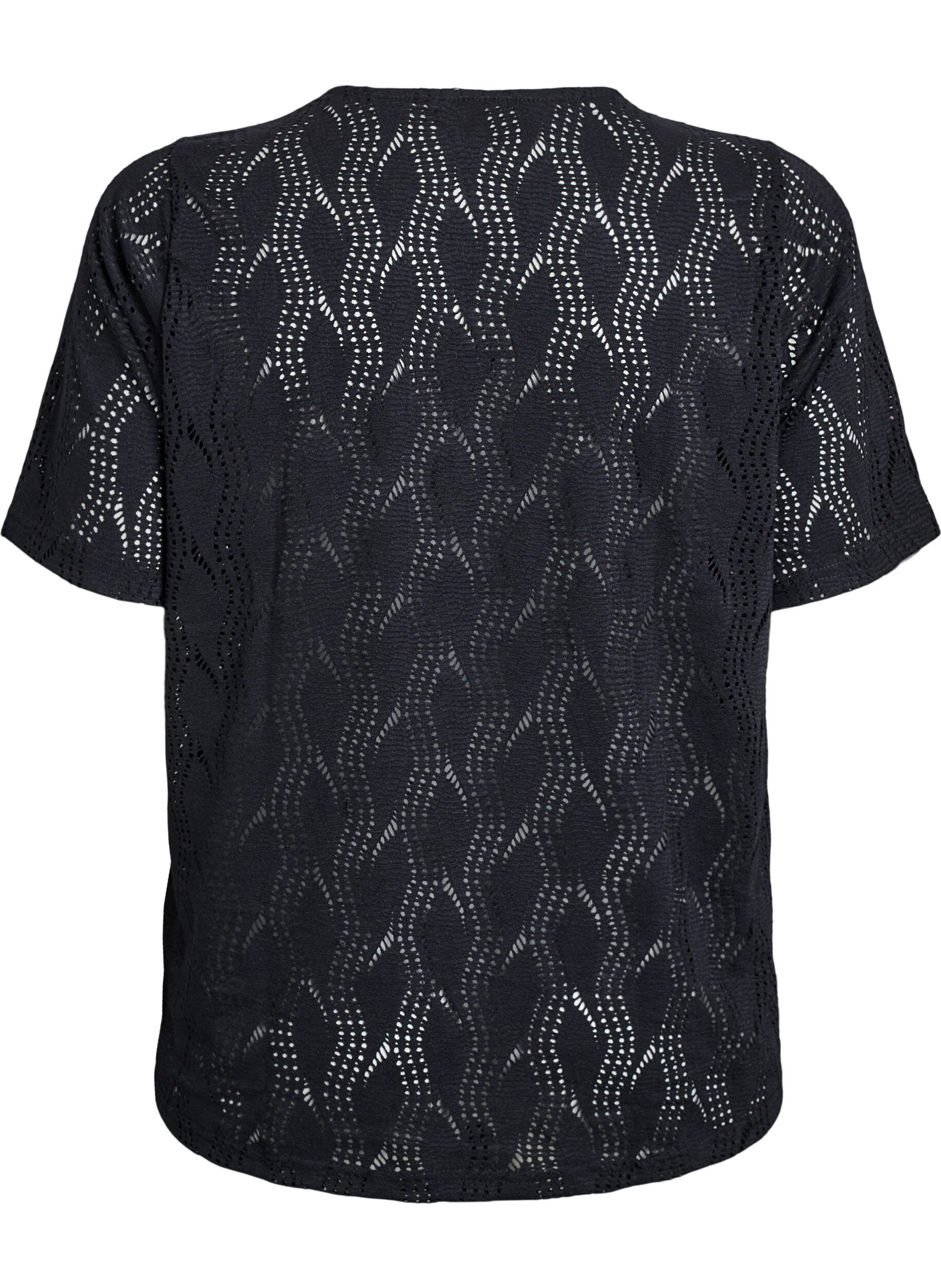 Zizzifashion FLASH - Jersey T-shirt with eyelet pattern, Black, Packshot image number 1