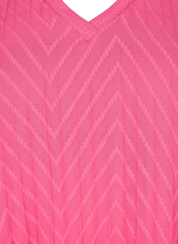Short sleeved pleated dress, Shocking Pink, Packshot image number 2