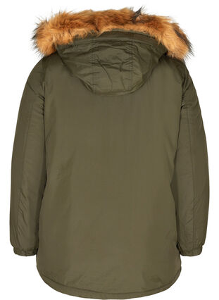 Jacket with a fake fur collar and drawstring waist, Forest Night, Packshot image number 1