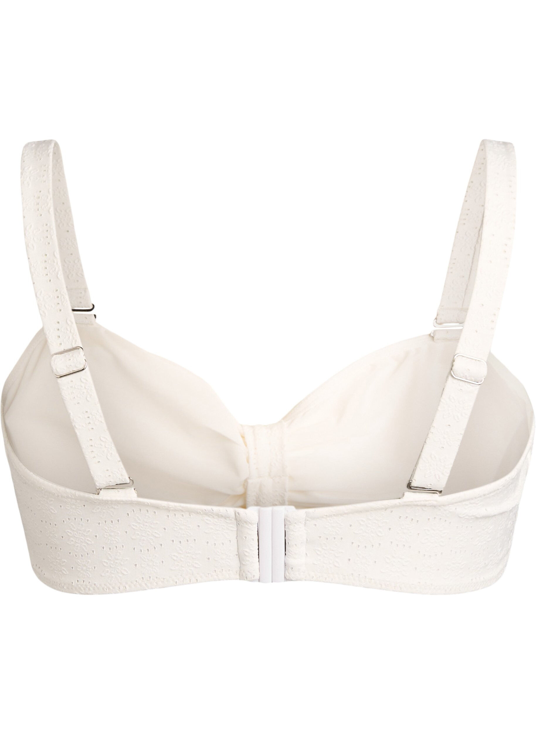 Zizzifashion Bandeau bikini top with a textured pattern and removable straps, White, Packshot image number 1
