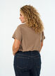 Cotton T-shirt with front print and V-neck, Brown, Model image number 2