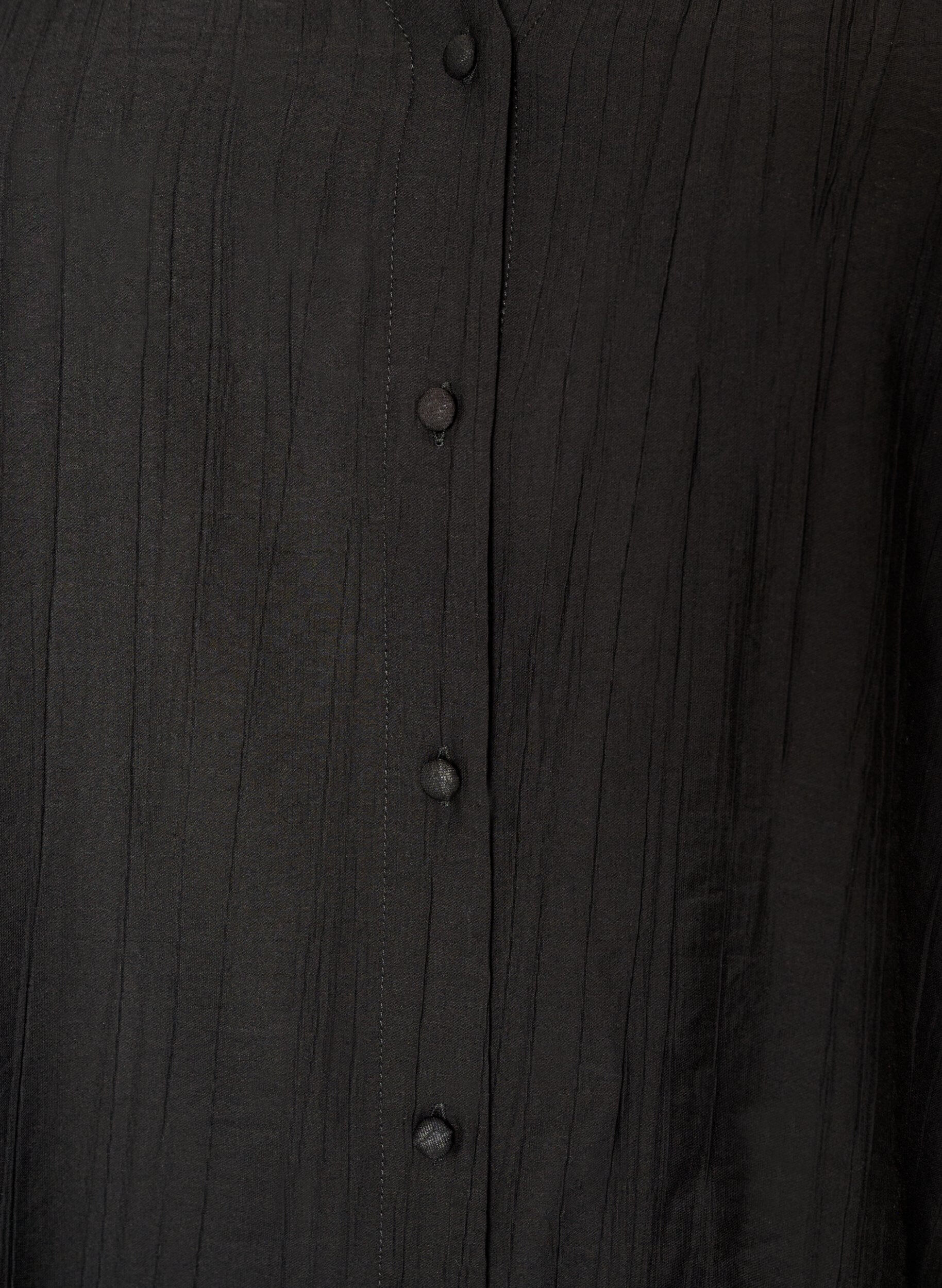 Zizzifashion Viscose blouse with buttons and texture, Black, Packshot image number 2