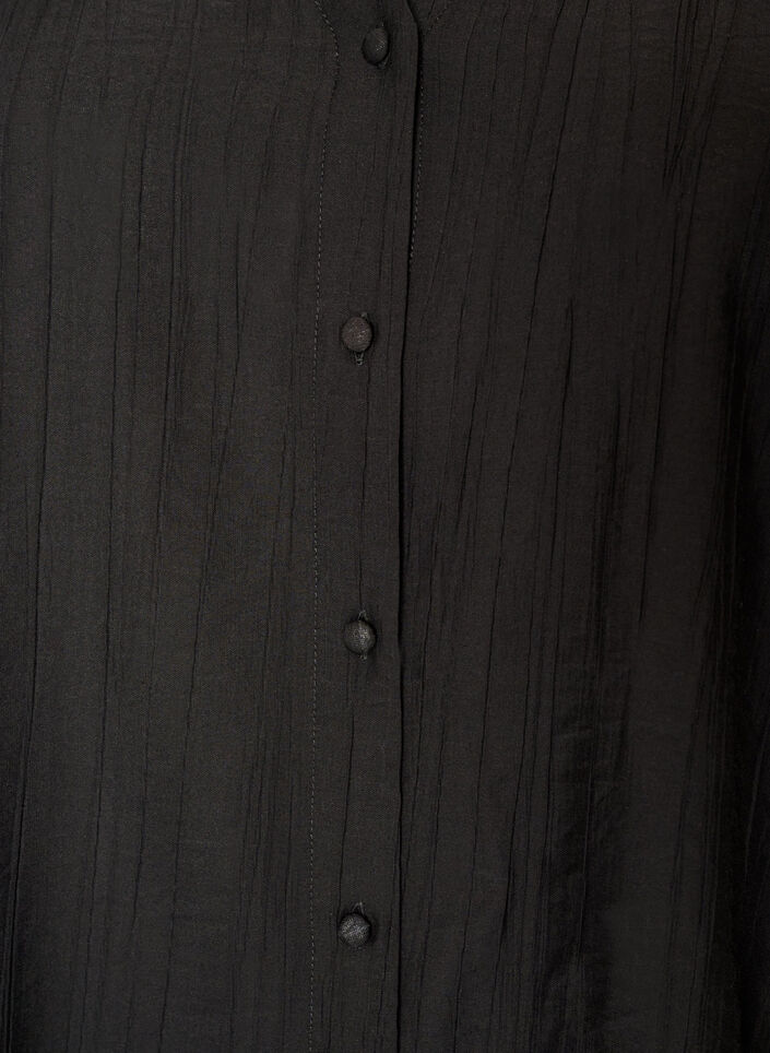 Viscose blouse with buttons and texture, Black, Packshot image number 2